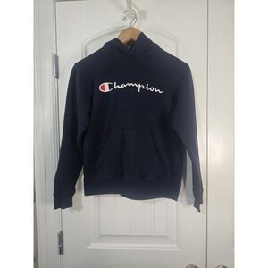 Boys Champion‎ Hoodie Navy Blue, Size Large EUC
